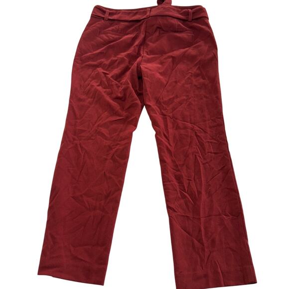 LOFT Pants Womens 4 Red Straight Mid Rise Ankle Trouser Tie Waist - Picture 2 of 8